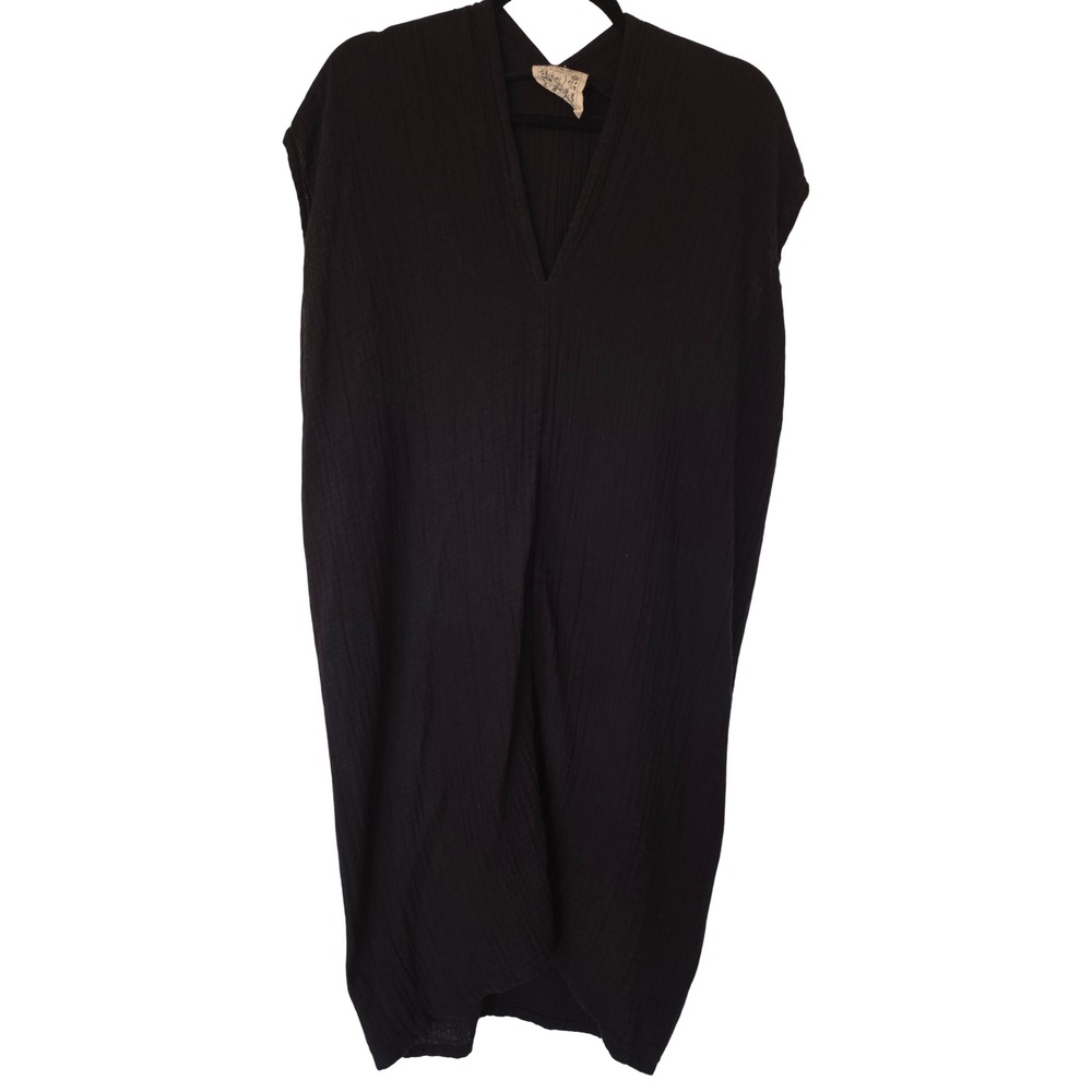 Miranda Bennett Studio Everyday Dress Black Cotton Bubble Gauze OS Lagenlook